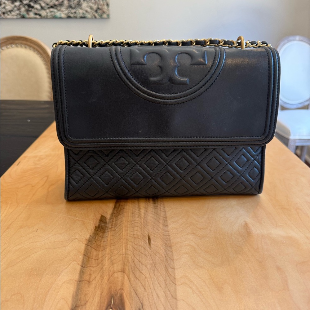 Tory Burch Fleming - Black Handbag with Strap